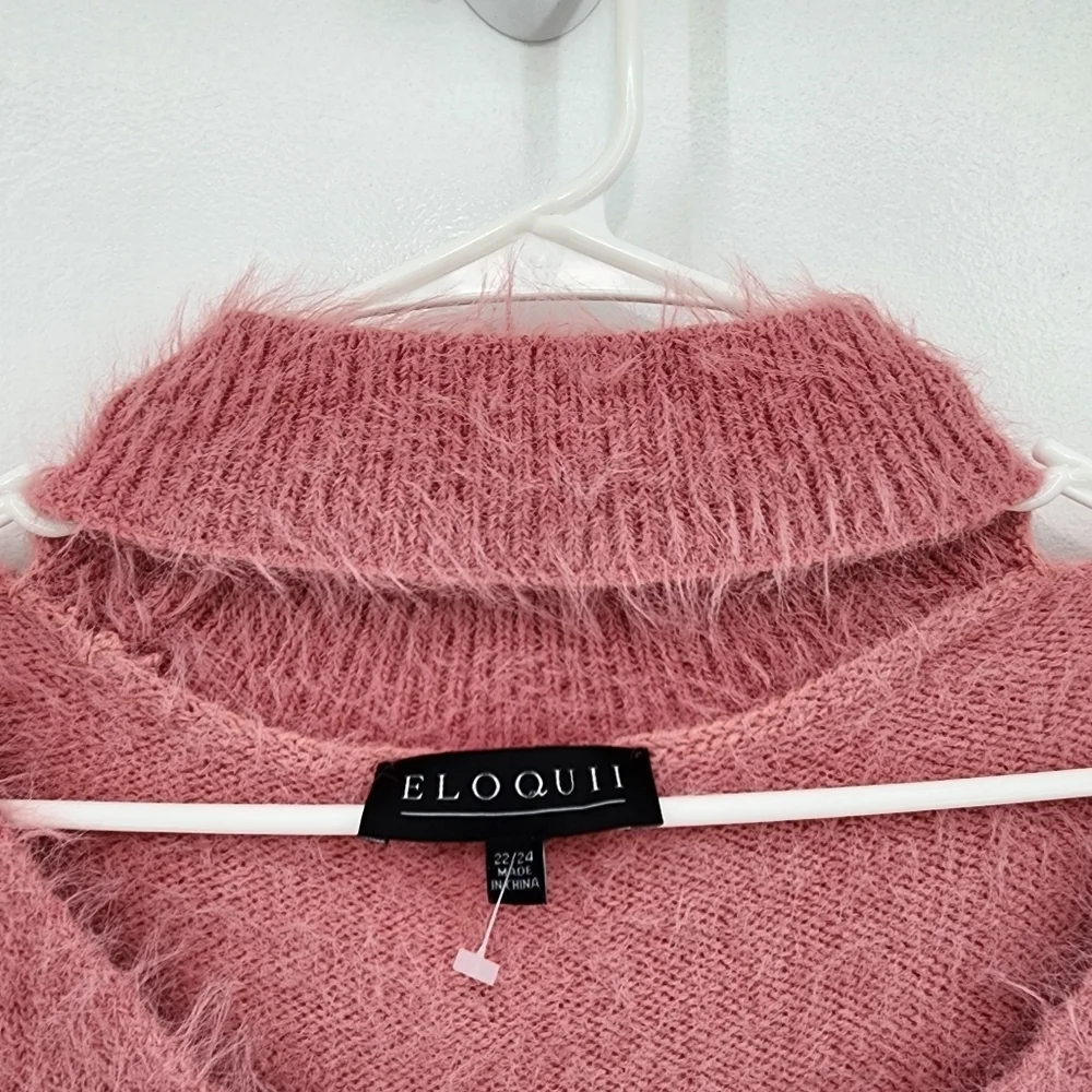 Eloquii Women's Plus Turtle Neck Cutout Pink Tunic Sweater Sz 22/24